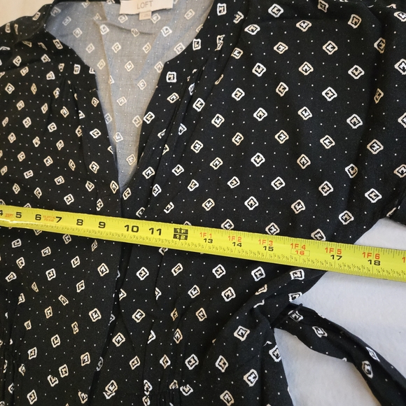 LOFT Black White Diamond Print Belted Button Down Midi Dress MI3 - Picture 9 of 15